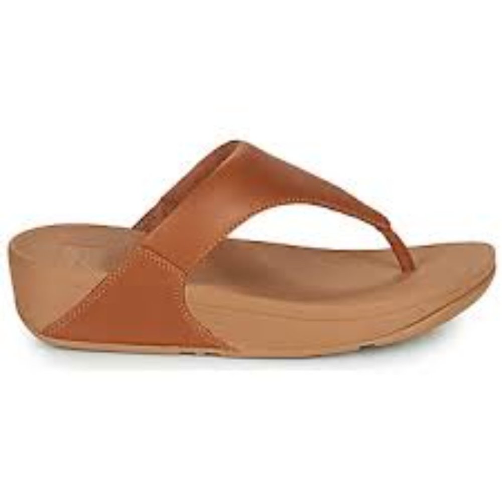 FitFlop Brown Leather Wedge Thong Sandals